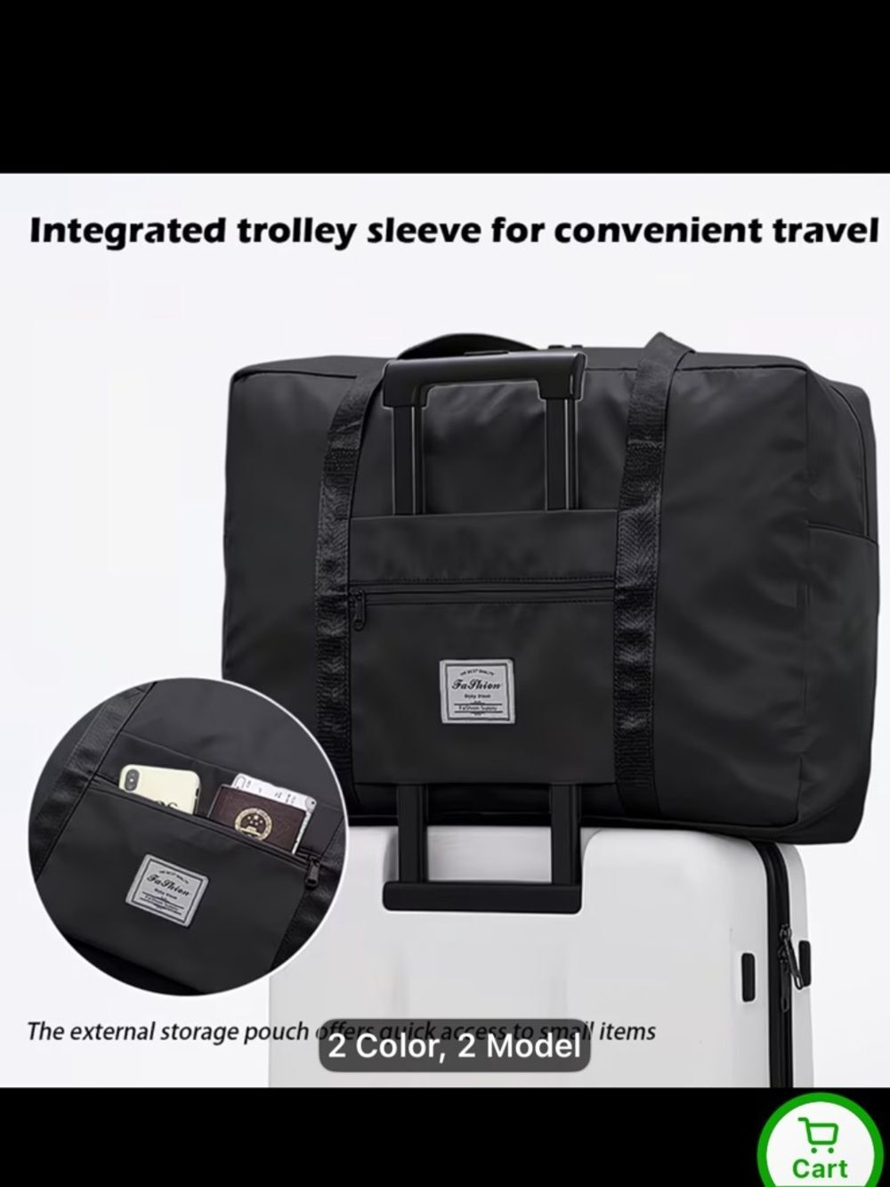 Travel Duffel Bag - Black Weekend Tote NWT - Picture 2 of 3